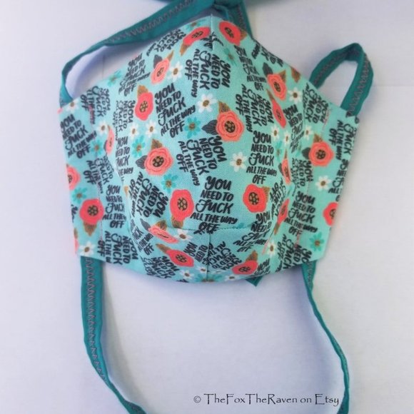 Pretty Flowers and Swears Fitted Face Mask - Picture 4 of 9